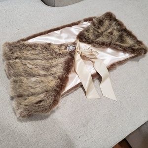 Brown Faux Fur Shawl